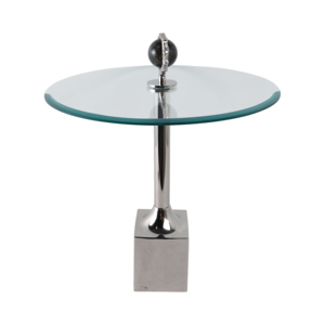 Tavolino Artistico in Vetro con Accento Geode per Piccoli Spazi, Comodino Moderno Decorativo - Product Image 3