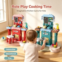 Jeu de cuisine pour enfants 63 pièces avec lumières, sons et fonction de pulvérisation simulée, jouet de table de cuisine pour enfants