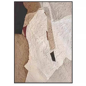 Hand Painted Oil Painting Abstract 3D Texture <b>Wall</b> Art Black <b>Frame</b> Rectangle Modern Minimalist Living Room Entryway Decor - Product Image 5