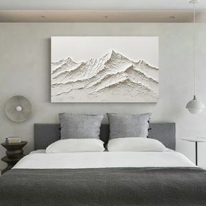 Pintura Texturizada Blanca al por Mayor, Arte Mural 3D, Montaña Nevada Abstracta, Lienzo para Galería, Diseño de Espacio para Hotel, Obra de Arte Mural - Product Image 6