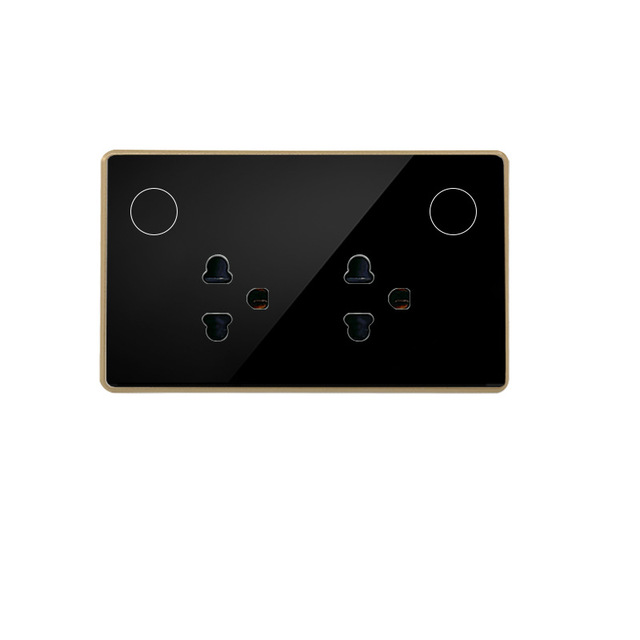 Wifi Smart Socket Panel AC 100-240V Indoor Use Metal Bezel Tempered Glass App Control Time Scheduling Dual Outlet