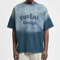 T-shirt homme en jersey de coton 280 g/m² épais, coupe ample, col ras du cou, épaules tombantes, style streetwear oversize, avec motif graphique et effet délavé