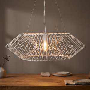 Lámpara colgante de Metal de celosía grande de latón AK en acabado con recubrimiento de polvo blanco para decoración de restaurante/Decoración de Hotel - Product Image 2
