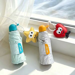Paraguas Plegable Creativo de 5 Secciones con Mango de Bloques de Color, Lindo Paraguas de Mujer con Protección Solar UV, Compacto y Portátil, Disponible para Dropshipping - Product Image 2