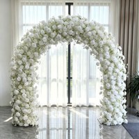 Nouvelle Arche Florale de Luxe en Soie Blanche et Gypsophile, Toile de Fond Artificielle de Roses pour Cérémonie de Mariage, Décoration d'Entrée, Événement, Fête