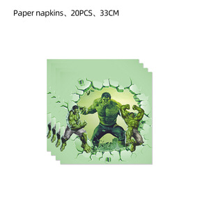 Ensemble de vaisselle jetable en papier pour décoration de fête d'<span class=keywords><strong>anniversaire</strong></span> sur le thème de <span class=keywords><strong>Hulk</strong></span> vert - Product Image 6