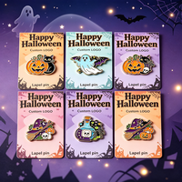 En gros, Broche de revers en émail souple, thème Halloween (Citrouille, Lanterne, Fantôme), style dessin animé amusant, thème horreur, avec carte de support et logo personnalisé
