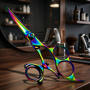 Tijeras de Peluquería Ergonómicas Giratorias para el Pulgar, Tijeras Profesionales para Cortar el Cabello, Tijeras de Peluquería de Primera Calidad de Acero Inoxidable con Mango Corto - Product Image 3