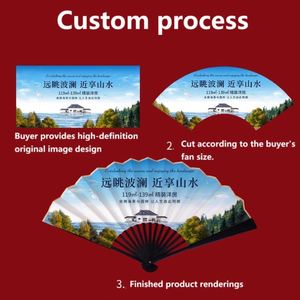 Festive Promotional Custom <b>Paper</b> or Silk Fabric Folding Hand Fan for Men/Women Chinese Style Painted <b>Pattern</b> Gift Fan - Product Image 3