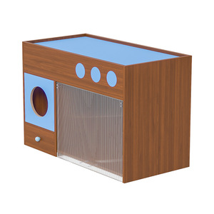 Cat Litter <b>Box</b> With <b>Storage</b> Cabinet Transparent Acrylic Flip Door Cat House For Living Room Balcony Breathable <b>Waterproof</b> Odor - Product Image 4