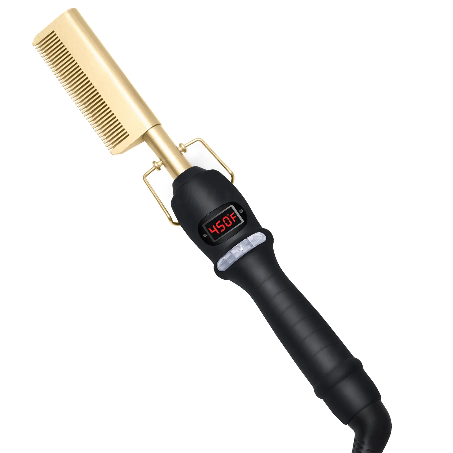 Расческа электрическая с ЖК-дисплеем 450 F, выпрямитель для волос с двойным напряжением, титановый утюжок