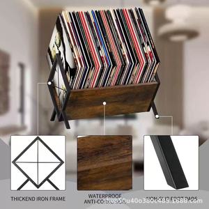 Porte-revues en bois avec cadre métallique pour le bureau à domicile, étagère de rangement et de présentation - Product Image 4