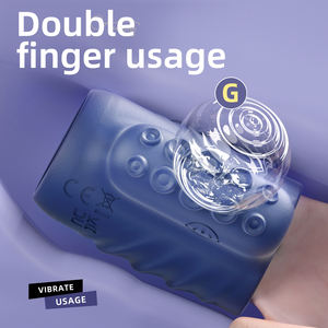Coppie che condividono giocattoli sessuali anello pene vibrante due dita manica Multi-resistenza blocco capezzolo glande clitoride G stimolazione Spot - Product Image 4