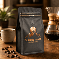Sacs d'emballage pour café gris mat de qualité supérieure avec valve et fermeture éclair, pochette personnalisée imprimée pour grains torréfiés, sac à café à huit soudures latérales