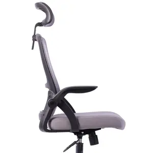 Flip-Up Arms ile ayarlanabilir kafalık lomber ergonomik file arkalıklı ofis koltuğu, yüksek arka ofis koltuğu