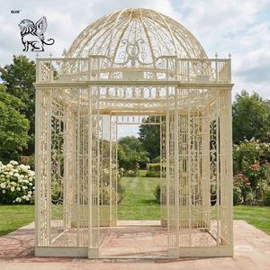BLVE Gazebo de luxe européen en fer forgé blanc, dôme rond en métal, pavillon de jardin extérieur pour villa, cour - Product Image 2