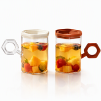 Taza de Vidrio Hexagonal con Tapa Infusora de Frutas, Ecológica, Transparente, con Logotipo Personalizado OEM, para Hogar, Oficina o Restaurante