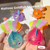 Jouet Squishy Poisson Doré en Maltose à Remontée Lente, Pailleté, Transparent, Anti-Stress, Jouet à Presser pour Enfants et Adultes, Soulagement de l'Anxiété