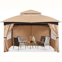 Gazebos d'extérieur 10x12 avec fenêtres, rideaux de fenêtres de style église pour patio, auvent pliable, tente d'activités portable