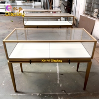 Vitrine de présentation de bijoux en acier inoxydable et verre avec éclairage LED de luxe, finition polie, écologique, recyclable, marque XINYI