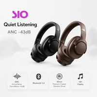 Casque sans fil Jerry Chip 5.4 10M -43dB ANC avec transducteur en titane de 40 mm, autonomie de 55 heures, Type-C, IP65, Hi-Fi ANC, casque supra-auriculaire