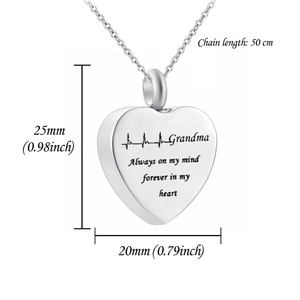 Anniversaire pierre urne collier ailes Souvenir pendentif grand-mère bijoux commémoratifs pour toujours dans mon esprit pour toujours dans mon coeur - Product Image 2