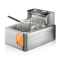 Freidora RAF R.5220 de 6L, Freidora Eléctrica Comercial de Acero Inoxidable, 2500W, Calentamiento Rápido para Restaurante, Bar de Snacks, Cocina