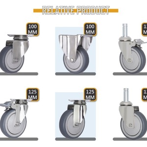 Roue pivotante en TPR de 100 mm avec plaque de montage en acier inoxydable, roulement simple pour chariot, machine agricole - Product Image 3
