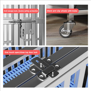 Çok Katmanlı Paslanmaz Çelik Basit Sağlam Köpek Kafesi Tekerlekleri Katlanabilir İstiflenebilir Köpek Kulübesi Çıkarılabilir Tepsi İç Mekan Dış Mekan Hepsi - Product Image 3