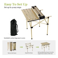 Table pliante jaune petite et légère pour le camping en plein air, la randonnée, les voyages et les pique-niques