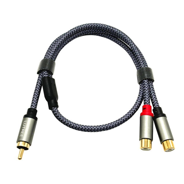 RCA Y-Adapter Splitter Cable 1 RCA Male to 2 RCA Female Stereo Audio Video Subwoofer Car Audio Cable Y Splitter Adapter