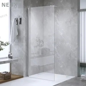 现代浴室步入式淋浴房固定防水8毫米安全玻璃淋浴隔断