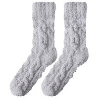En stock, chaussettes chaudes, douillettes et moelleuses pour le couchage, couleur unie, logo personnalisé pour hommes, chaussettes pelucheuses, chaussettes à tube moyen