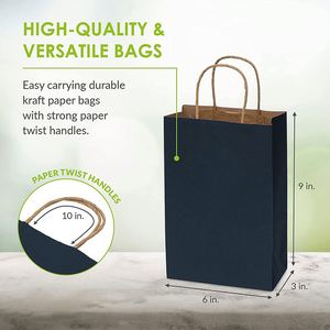 <b>Gift</b> Bags with Handles Colored Kraft Paper Shopping Totes for Wedding Event Guests <b>Small</b> Business Retail Recyclable Paper Bag - Product Image 6