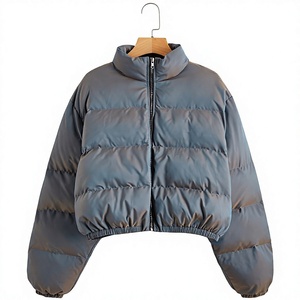 Lightweight Long-Sleeve Full-Zip Waterproof <b>Packable</b> Puffer Bomber <b>Jacket</b> Solid Color Eco-Friendly Unisex Winter - Product Image 3