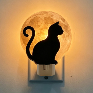 Lámpara Nocturna de Gato Lunar de Halloween, Tamaño Mediano, Regalo para Niños, Material ABS, Luz Blanca Cálida Suave, Decoración para Sala de Estar y Dormitorio - Product Image 5