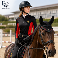 Haut d'équitation à manches longues pour femme EW, respirant, avec quart de zip, sous-vêtement d'équitation, OEM ODM personnalisé