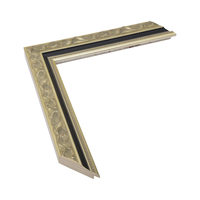 Moulure de cadre photo en pin massif 52x31mm, profil orné noir et argenté, pour peinture, miroir, décoration
