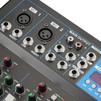 Console de mixage à interface USB à 4 canaux, contrôleur de son DJ Mini Mixer 48 V Alimentation fantôme pour DJ Karaoké PC Guitare F4 4 canaux