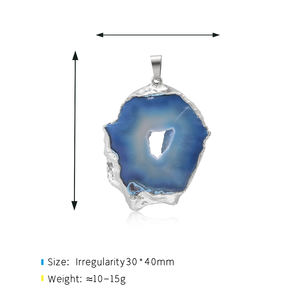 यूरोपीय और अमेरिकी फैशन क्लासिक नए प्राकृतिक क्रिस्टल एगेट पेलेंट चांदी में एज क्रिस्टल होल के साथ - Product Image 4