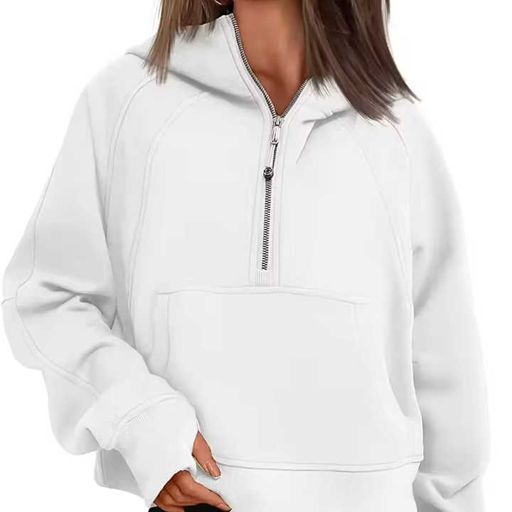 Trendy Sweatshirt with Half Button and Collar