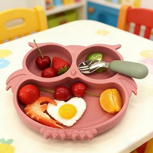 Juego de Vajilla de Silicona con Diseño de Animales de Dibujos Animados, Moderno y Minimalista, Todo en Uno, Fácil de Limpiar, Plato de Cena para Bebé, Juego de Alimentación de Silicona para Bebé - Product Image 3