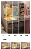 Bureau de coiffeuse réglable blanc chaud avec étagère de rangement à 2 niveaux, design moderne et compact pour salle de bain, salon, salle à manger