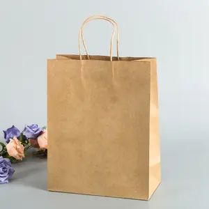 Customizable Cowhide Kraft Paper Bags With Handbag Gift Bags Eco Riendly Paper Bag For Shopping