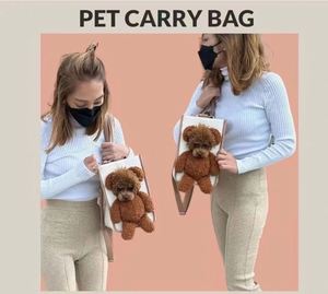 High Quality PU Material Pet Dog Cat Carrier <b>Backpack</b> <b>Large</b> Capacity Breathable Fashion Design Teddy Bear Face Single Shoulder - Product Image 4
