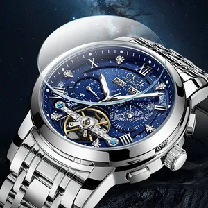 Reloj Mecánico Automático para Hombre Mark Fairwhale, Diseño Tri Compax con Fecha, Resistente al Agua, Luminoso, Diseño Starlight, Modelo FW-6055 - Product Image 4