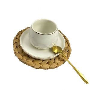 Water Hyacinth Natural Handwoven Nordic Style Solid Color <b>Placemat</b> Round Hot Pot Coaster <b>Table</b> Cup Mat Non-Slip Heat-Resistant - Product Image 5