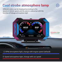 Affichage tête haute OBD2 HUD pour voiture avec GPS, jauge numérique multifonction pour la vitesse, le régime moteur, la température de l'huile et de l'eau, l'altitude