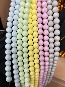 Cuentas de Vidrio Redondas de 8/10 mm, Color Pastel, con Acabado Brillante, Tipo Laca Neón, con Orificio Continuo, para Joyería de Verano, Manualidades - Product Image 5