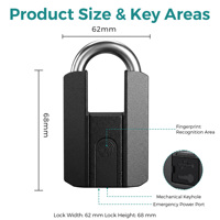 Cerradura Inteligente SJJ TTLock Anodizada Cuadrada con Huella Dactilar, Candado Electrónico sin Llave de Aleación de Zinc, IP67 Impermeable, con Palanca Única para Puerta